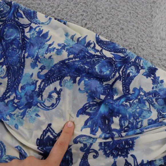 Free People Blouse Womens S Blue Floral Up For Anything Western Top Cropped Boho - Picture 10 of 10